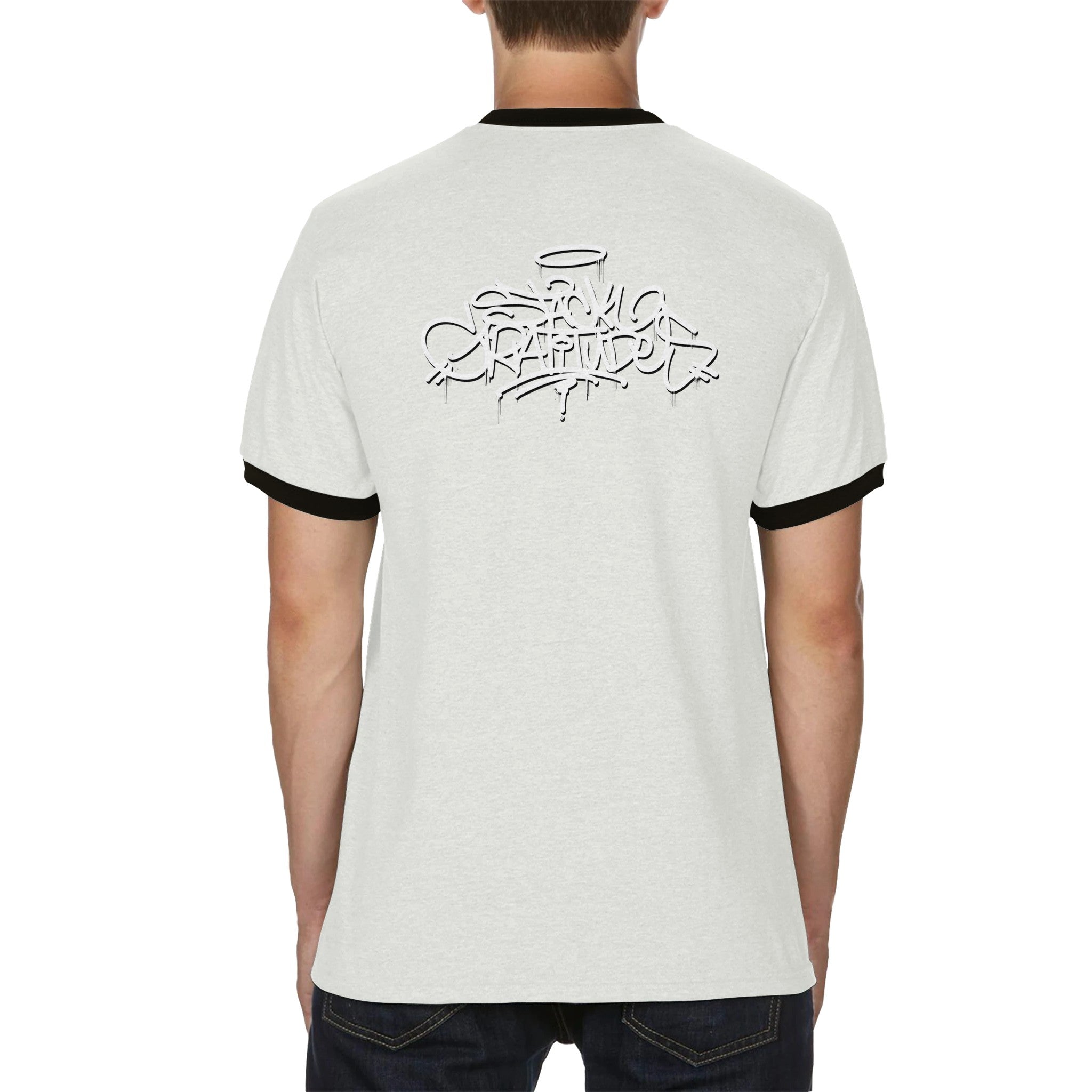 Stack Gratitudes (MTO) 
 Unisex Ringer T-shirt S / White and Black 