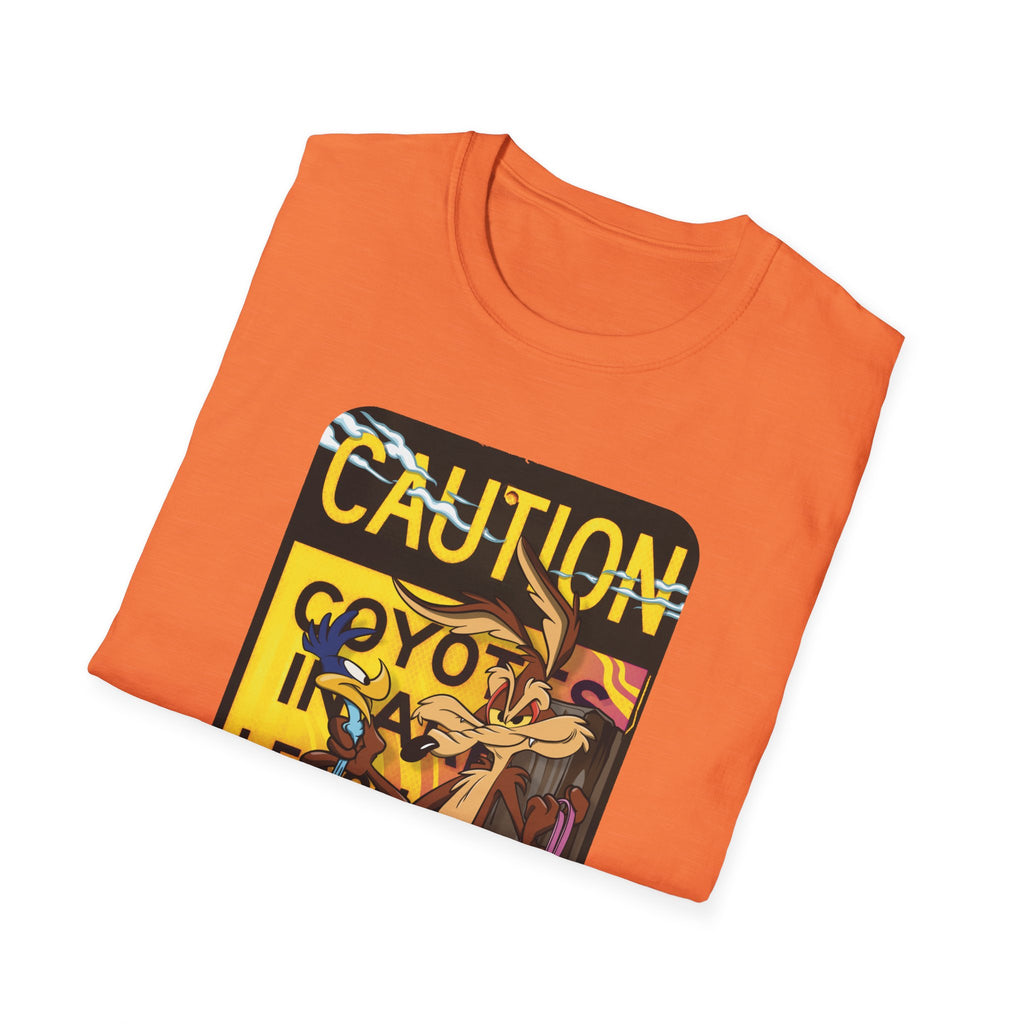 Caution Coyote Unisex Softstyle T-Shirt - Fun Graphic Tee for Animal Lovers S / Daisy 
