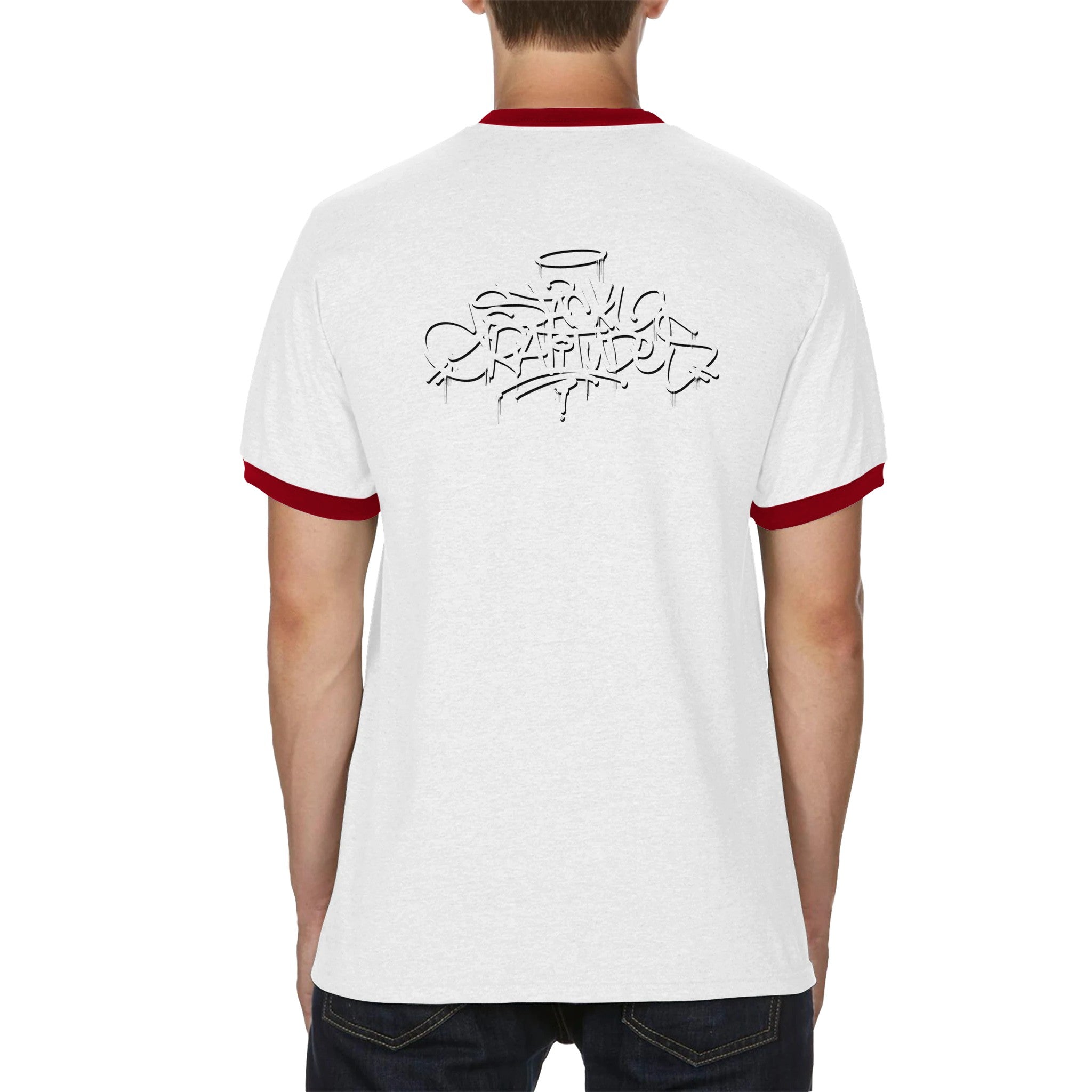 Stack Gratitudes (MTO) 
 Unisex Ringer T-shirt S / White and Black 