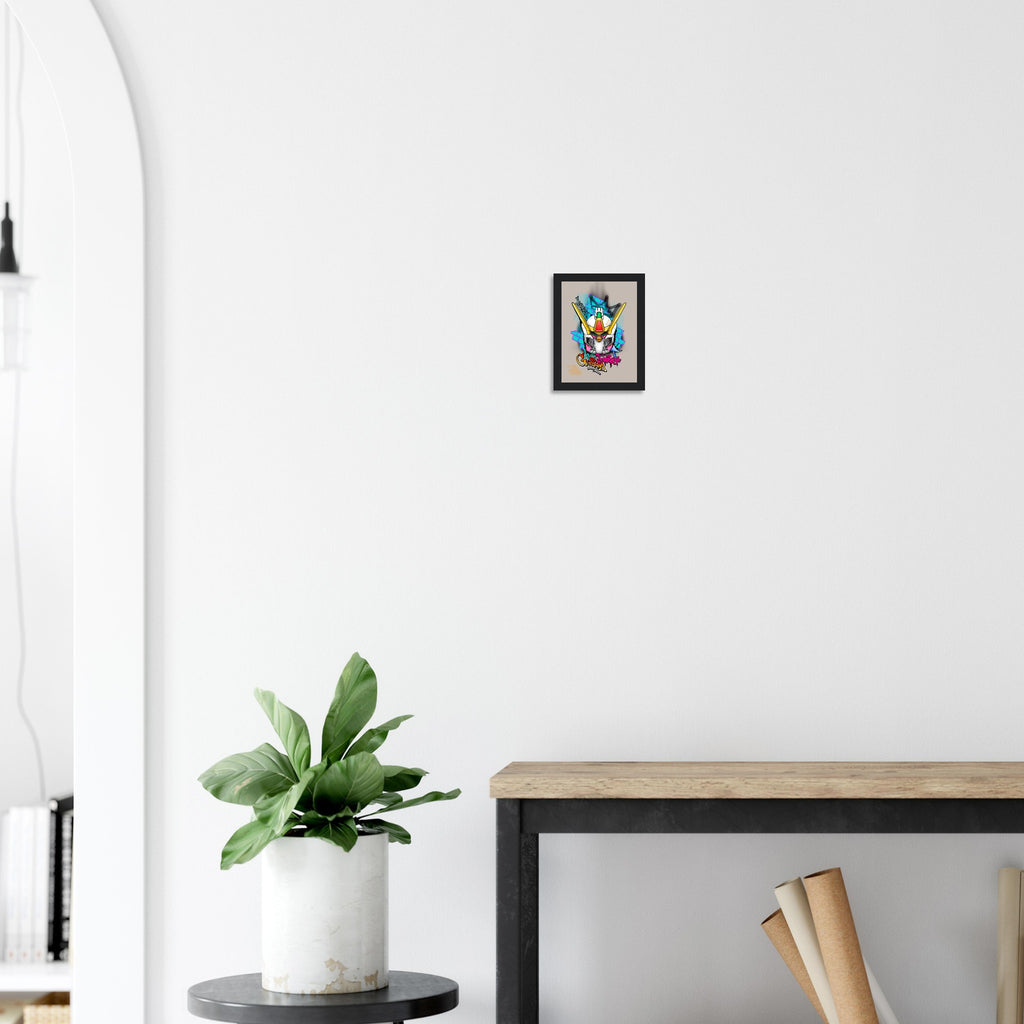 Freedom Furby Gundam, print by Tuffytats Black frame 