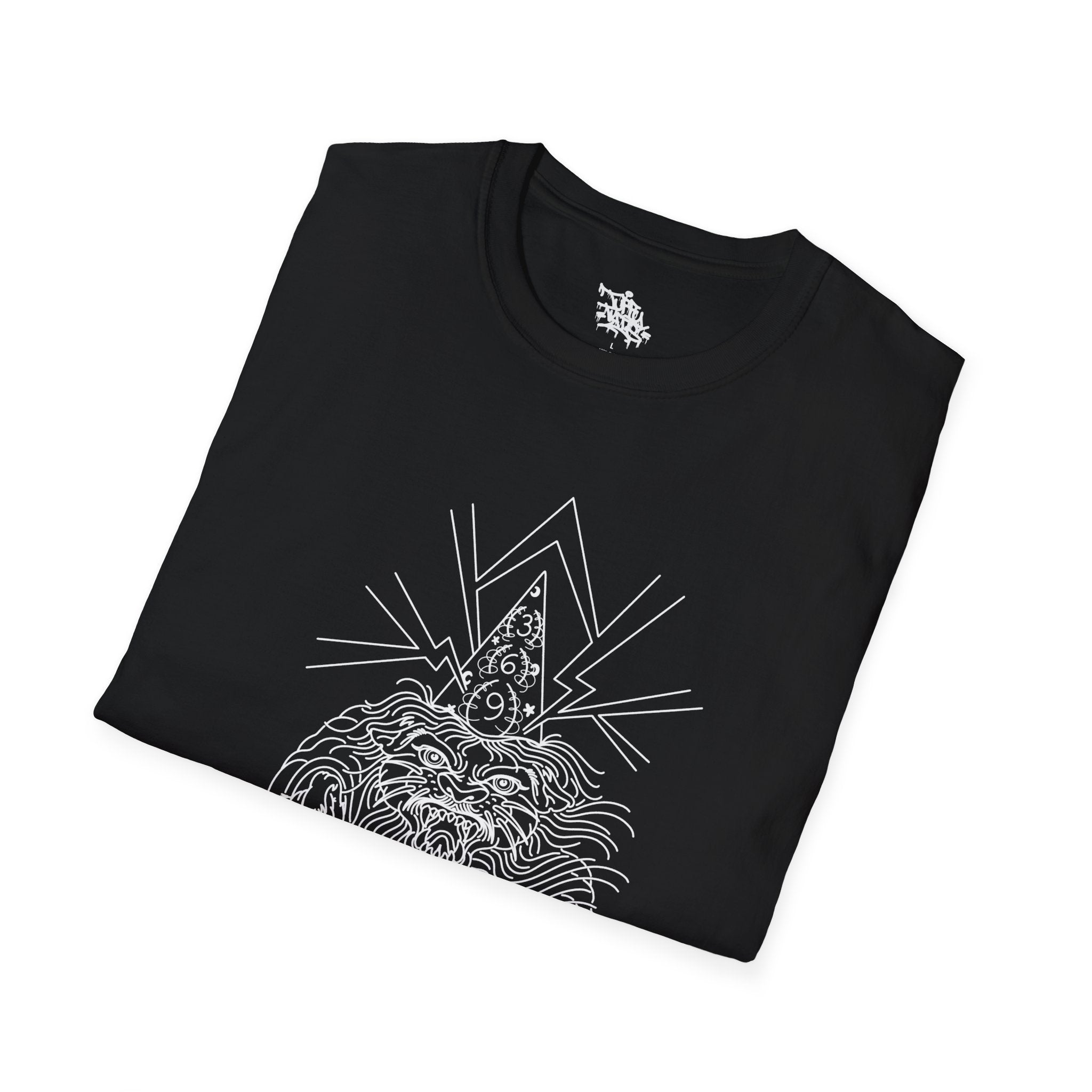 Graphic Tee | Tattoo Flash Wizard and Panther Design on Black Softstyle Shirt S / Black 