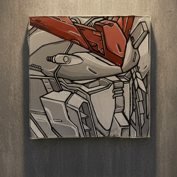 Canvas print of a robot design on a textured wall