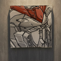 Canvas print of a robot design on a textured wall