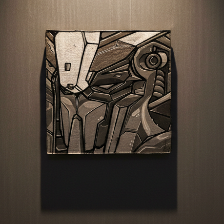 Abstract artwork on a textured wall