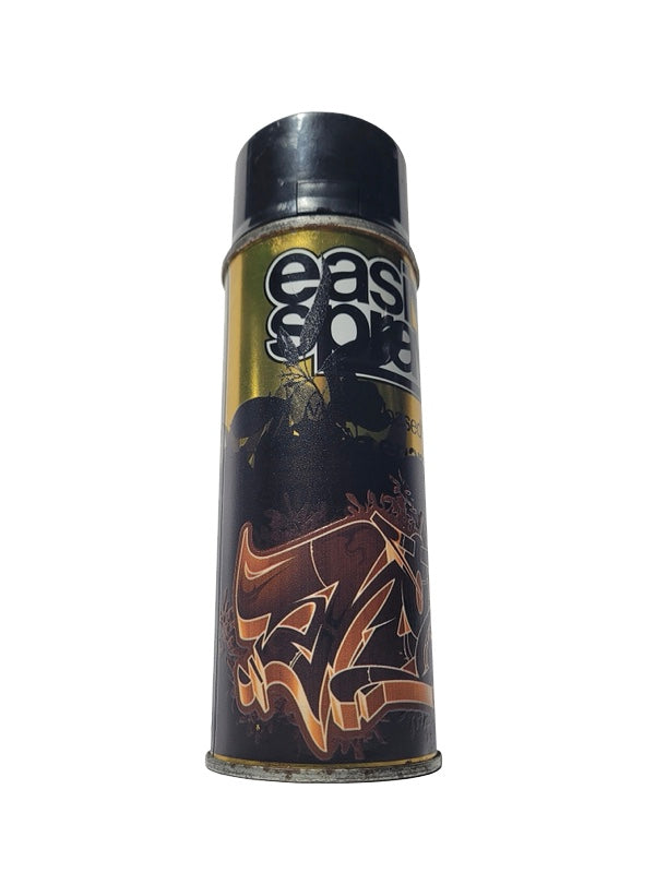 Can of Easy Sport spray paint with black and gold design on a white background