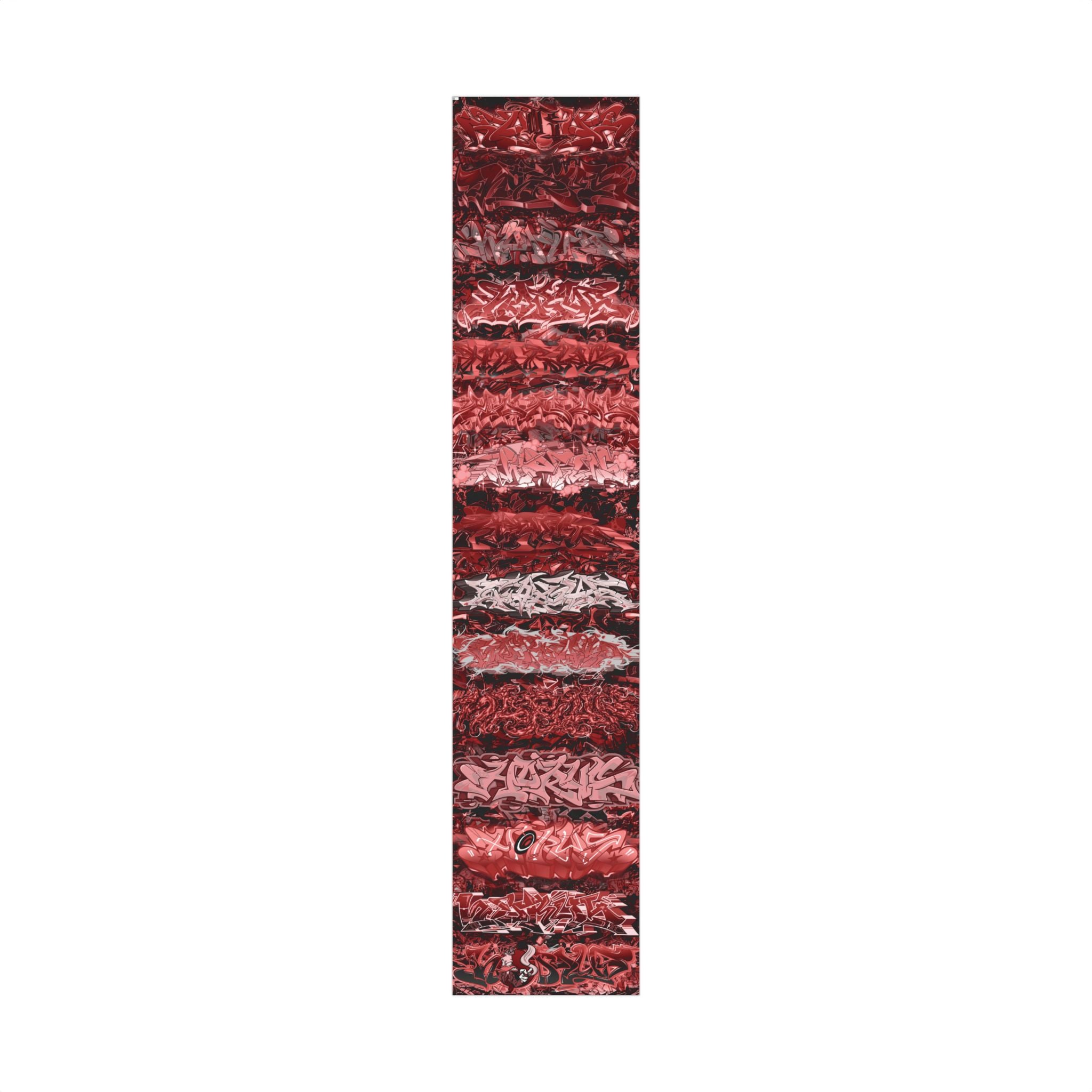 Red and black patterned product on a white background