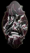 Hand-painted graffiti art plaque by Horus (Trevor Goodwin) featuring bold black and white graffiti “ G “ with a high-gloss epoxy resin finish.
