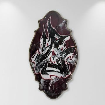 Decorative brooch with abstract design on a white background